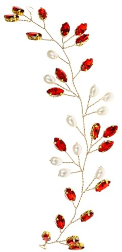 CANIGHT Braut Haarschmuck Mit Perlen Und Strass Haarranke Für Handgefertigtes Accessoire Für Hochzeiten Und Besondere Anlässe Stilvolles Braut-haarteil Rot
