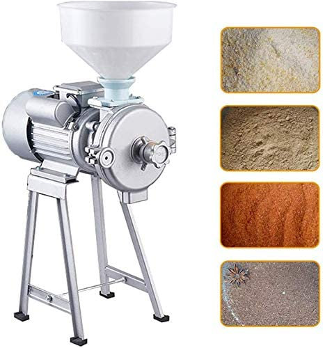 2200W Commercial Electric Feed Mill Grinder for Cereals Corn Grain Coffee Wheat Heavy Duty Milling Machine with Funnel for Dry Grinding