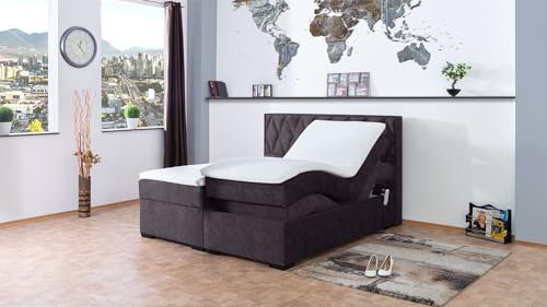 Boxspringbett Loki 240x220, DS-Anthracite, 7-Zohnen Taschenfederkernmatratze, Ergoflex - Inklusive Aufbau - Deutscher Hersteller