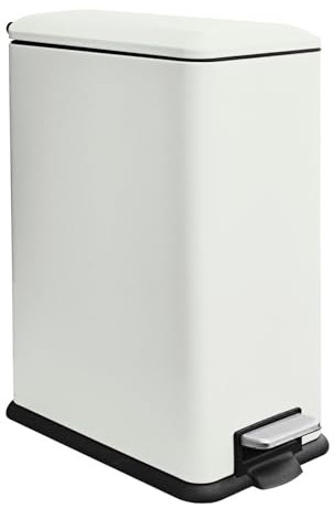 JM ·YIPENG Mülleimer Küche, 45 Liter Abfalleimer, großer Tretmülleimer，Küchenmülleimer mit Softclose-Deckel und Inneneimer，Schmal Treteimer für Küche, Bad und Büro, weiß