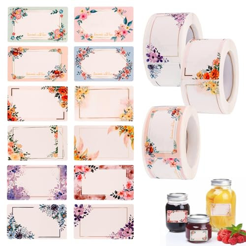 BigKego 750 Pièces Étiquettes à Confiture Étiquettes Autocollantes Bocaux Etiquettes Adhésives pour Pots à épices Emballages Cadeaux Bouteilles Verres Cadeaux de Noël