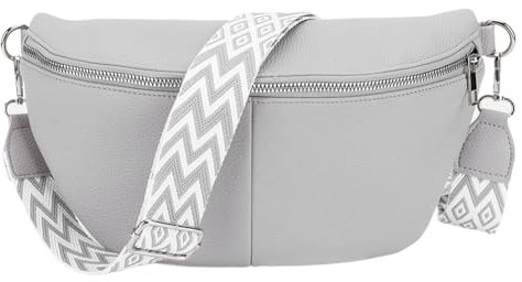 GSenhui Bauchtasche Damen Leder Crossbody Bag Damen, Bauchtasche Breiter Gurt mit Reißverschluss, Umhängetasche Schwarz für Reisen Einkaufen