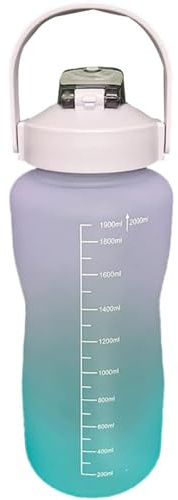 NexusGlow 2L Water Bottle with Straw, Plastic Drinks Bottle Leakproof with Time Marker, Lock Cover Design Water bottles Motivational for Fitness School Sports Gym Outdoor Sports Cycling (purple)