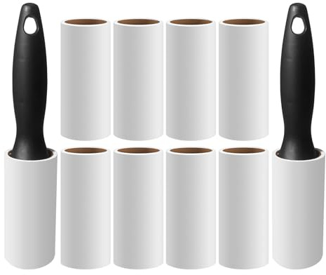Haarentfernungsrolle für Haustiere, starker Klebstoff, 2 Griffe + 10 Rollen, insgesamt 10 Rollen mit starken Klebstoffrollen, ergonomisches Design mit zwei Griffen zum sicheren Erfassen von Haaren