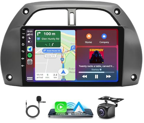 LICHENGTAI 4+64G Android 14 Autoradio 2 Din für Toyota RAV4 2001-2006 mit Wireless Carplay Android Auto, 9 Zoll Touchscreen Radio mit GPS WiFi Bluetooth Rückfahrkamera Mirror Link SWC FM/RDS