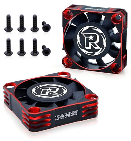 2Pack 40mm Rc Fan,16000RPM RC Motor Cooling Fan 8.4v Aluminum ESC Fan for 1/10 1/8 Brushless Motor RC Car (Black Red)