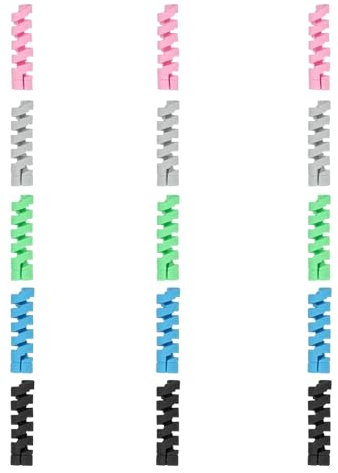 sourcing map 15Pcs Charger Cord Protectors, Flexible Rubber Spiral Cord Protector for Phone Charger Headphone Laptop, Black, Gray, Green, Blue, Pink