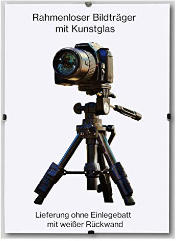 arte-tuo Rahmenloser Bildträger clipframe | 70x100 cm | klares Kunstglas | Poster Puzzle Collagen