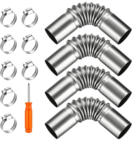 4 Standheizung Abgasrohr Winkelverbinder, 25mm Edelstahl Edelstahl | Abgasschlauch für Dieselheizung & Stromerzeuger, Autoheizung Auspuffrohr mit 8 Edelstahl-Schellen Hochtemperaturbeständig