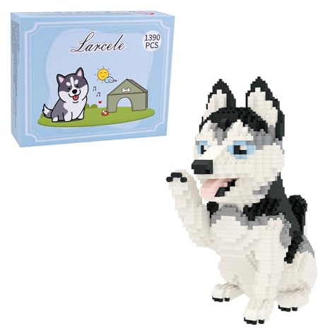 Larcele DIY Mikro Hund Bausteine Spielzeug Bricks Sate für ab 12 Jahren, 1390 Stücke KLJM-02 (Sibirischer Husky 2)