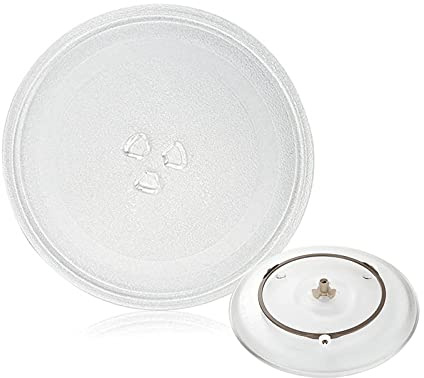 Assiette universelle en verre pour micro-ondes 24,5 cm de diamètre 27 cm Plateau tournant à 360° avec anneau de support stable et résistant à l'abrasion pour une cuisson parfaite