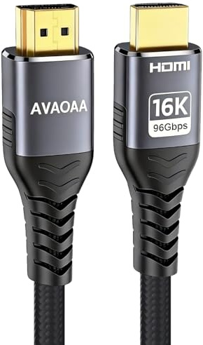 Avaoaa 16K HDMI Cable 2.2 96Gbps 1M, Ultra High Speed HDMI to HDMI Cable | HDMI Cord 8K 4K 240Hz 144Hz 120Hz eARC HDR10+ HDCP2.3 Compatible with PS5 Pro/Xbox/Switch 2 Mac TV Monitor Laptop Soundbar