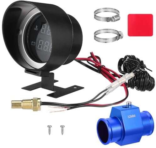 Genérico Medidor Digital de Voltaje y Temperatura del Agua para Coche y Moto Pantalla LED Redonda Monitor Integrado con Adaptador para Instalación Rápida Compatible con Vehículos y