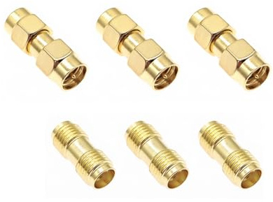 JZK 6X Adaptador coaxial SMA, Chapado en Oro, Conector RF SMA Macho a Macho, Conector Hembra a Hembra, Adaptador coaxial para Cable extensión Wi-Fi, Antena y Radio