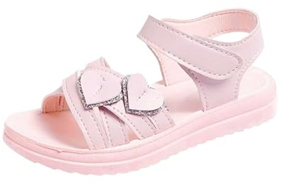 OrJana Sandali da Bambina Unicorno, Colori Metallizzati, Cinturino regolabile alla Caviglia, Suola antiscivolo (heart pink, Sistema Taglie Calzature EU, Adolescente, Numero, Media, 35)