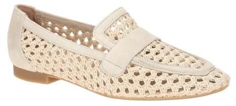 Paul Green Damen - Slipper & Mokassin 1209-019 in weiß gelocht/geflochten | Slipper, natur/shell, Beige, Schlupfschuh, Super Soft Fußbett, Damen, Schuhe