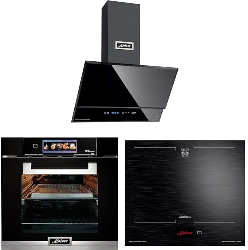 Kaiser Backofen Set 60cm EH 6344 N + KCT 6140 FI + AT 6410 • Einbauherd Set Autark Schwarz Glas • Pyrolyse Backofen 86L Air Fryer TFT • Induktionskochfeld FREE ZONE • Dunstabzugshaube 1250 m³/h