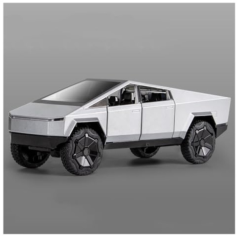 AMYALIN Modellauto Automodell 1:24 Für Tesla Für Cybertruck Modellauto Aus Zinkdruckguss Modellfahrzeuge(Silber)