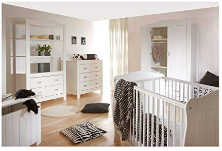 naka24 Babyzimmer Fino Verschiedene Kombinationen Weiß - Exclusive Bellamy (komplettes Set)