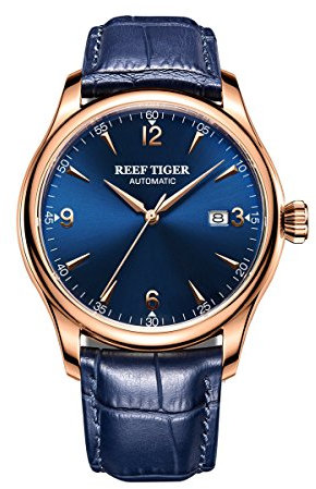 REEF TIGER Herren Uhr analog Automatik mit Leder Armband RGA823-PLL