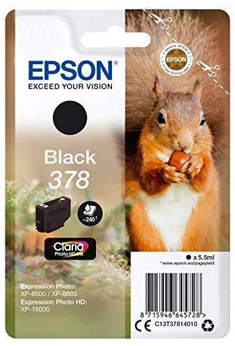Epson EP64572 Original 378 Tinte Eichhörnchen (XP-8500, XP-8600, XP-8605, XP-15000), schwarz