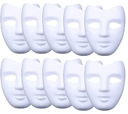 Meimask DIY Weiße Maske Zellstoff Blank Handgemalte Maske Persönlichkeit Kreative Freie Design Maske Weiß 10 stücke(V Gesicht)