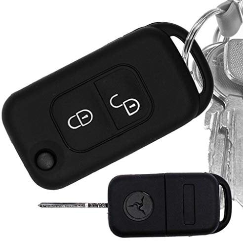 Soft Case Schutz Hülle Auto Schlüssel für Mercedes Benz SLK A-Klasse R170 W168 Klappschlüssel 2 Tasten Remote/Farbe: Schwarz