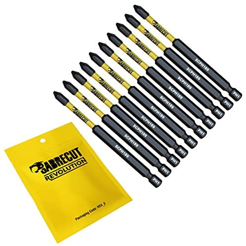 10 x SabreCut SCPH189_10 89mm PH1 Magnetic Impact Screwdriver Driver Bits Set Phillips Heavy Duty