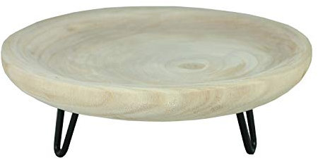 colourliving Holzschale Dekoschale rund 26 cm Holztablett Tischdeko Weihnachtsdeko Dekotablett naturbelassen