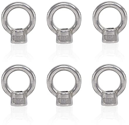 Lependor M10 Metric Ring Shape Lifting Eye Nut 304 Stainless Steel Lifting Eye Threaded Nut Fastener - 6 Pcs M10 (3/8)