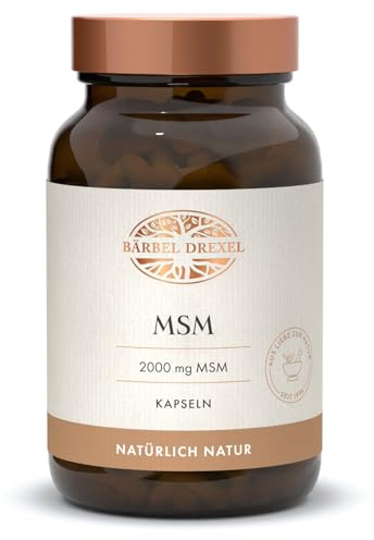 BÄRBEL DREXEL® MSM 2000mg Kapseln, Methylsulfonylmethan (60 Stk) 100% Vegane Herstellung Deutschland, Vegan, Ohne Magnesiumstearat, Ohne Zusätze, Hochdosiert