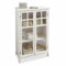 Loberon Kommode Weston, im Landhaus-Stil, mit Zwei Glasfenster-Türen, Zierendes Antik-Finish, Vitrine, Vitrinenschrank, Kiefernholz, antikweiß