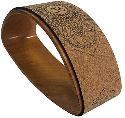 Jstoo Yoga Rad Natürliches Kork Yoga Rad Kreis Fitness Pilates Räder Gebogen Zurück Dehnen Kork Solides Yoga Trainingswerkzeug-Beige