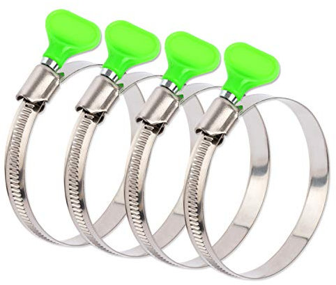 ISPINNER 4pcs 3 Inch Key Hose Clamp, Bandwidth 12mm Thumb Screw Adjustable Stainless Steel Hose Clamps for Dryer Vent, Dust Collector and Automotive