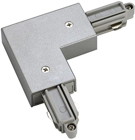 Famlights Schienensystem 1-Phasen Schienensystem Eckverbinder in Silber Schutzleiter innen schlichte Kunststoff