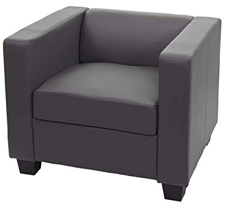 Mendler Sessel Loungesessel Lille - Kunstleder, dunkelgrau