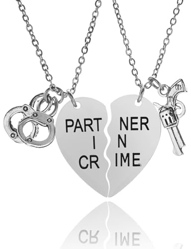 Vonluxy Best Friend Partners in Crime Necklaces for 2-BFF Friendship Necklace Handcuffs Gifts for Partner Women Best Friend