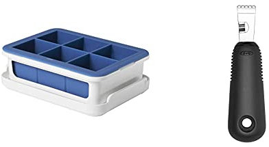 OXO Good Grips Silicone Large Ice Cube Tray with Lid & Good Grips Citrus Zester with Channel Knife