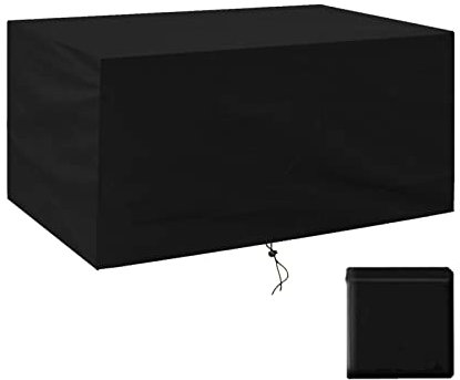 WLL Abdeckplane für Gartenmöbel, 300x200x100cm(Schwarz), Schutzhülle Abdeckhaube Rechteckig Oxford 420D Wasserdicht Winterfest Gartenmöbel Abdeckung für Balkonmöbel Sitzgruppe