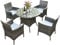 RayGar Rattan-Esszimmer-Set, Gartenmöbel, 4 Stühle, rund, Grau, 5-teilig