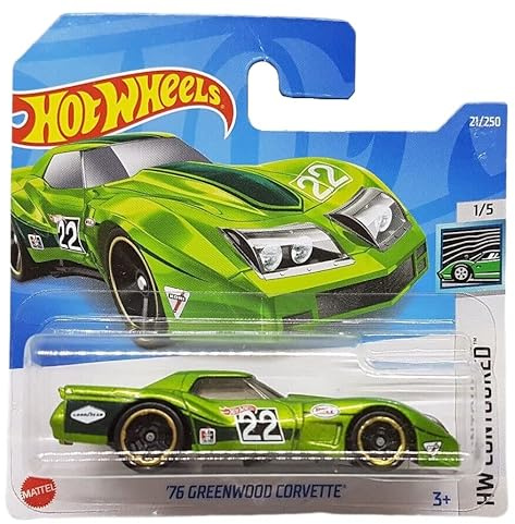 Hot Wheels - ´76 Greenwood Corvette - HW Contoured 1/5 - HCW80 - Short Card - hellgrün metallic - Mattel 2022