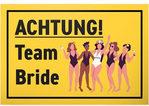 DankeDir! Achtung Team Bride - Schild 30 x 20 cm - Junggesellinnenabschied Fotobox Partydeko Accessoires Hochzeitsdeko Requisiten JGA Bauchladen - Deko Idee Hochzeit Brautpaar Geschenk