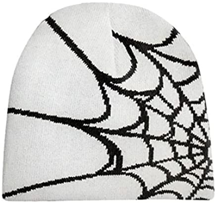 Sindlloger Y2K Spider Web Beanie - Damen & Herren Y2K Accessory Beanies, Weiss/opulenter Garten, Medium
