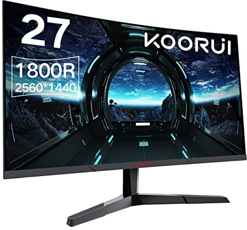 KOORUI de Monitor Gaming Ultragear 27 Pulgadas - 144Hz 1ms, Resolución 2560x1440 (QHD), Cobertura DCI-P3 del 85%, Borde Ultra Delgado, Inclinación Ajustable, HDMI/DP/VGA/Salida de Audio