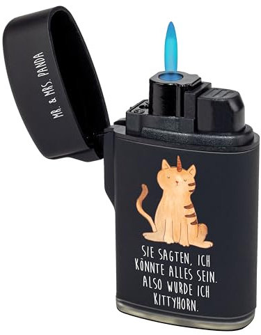 Mr. & Mrs. Panda Feuerzeug Einhorn Katze - Geschenk, Sturmfeuerzeug, Regenbogen, Gasfeuerzeug, Einhorn Deko, Erwachsenwerden, Luxus Feuerzeug,