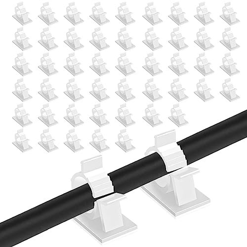 Viaky 30 PCS Small Cable Clips, Self Adhesive Wire Organisers, 4 Adjustable Sticky Cable Tidy Clips Wire Management Holder for Car, Homes, Offices, Under Desk, White(18mm x 13mm)