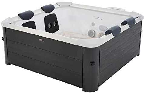 Mspa - Bañera de hidromasaje 6 plazas Gris Antracita con LED y Accesorios -128 Jets - Ancho 160 x Prof. 160 x Alt. 65 cm - NAPUKA de MSPA