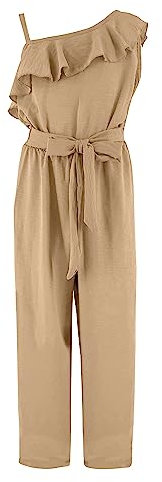 Tuta Intera Salopetta Lunga Bambina Casual (cod. 8817) (14 anni, Camel)