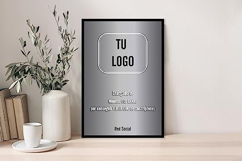 Oedim Placa Suscriptores Diseño Plata Personalizada, 31x45cm, Divertida y Original, Fabricada en Metacrilato