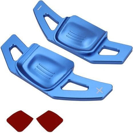 Katsiro 2 Pezzi Paddle Volante Dell'Auto in Alluminio per VW Touran/Golf 8 MK8, Decorazione Del Rivestimento Esteso Del Cambio Al Volante (Blu)